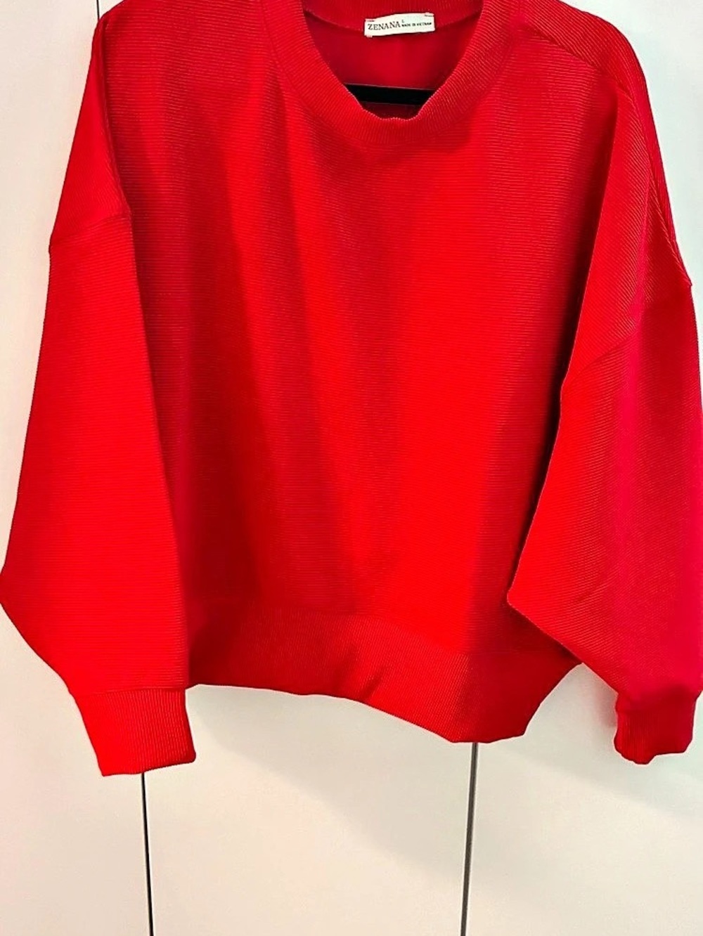 ZENANA Waffle Knit Top and Shorts Lounge Set Red Large